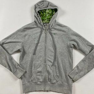 Vintage 2000s Nike Full Zip Hoodie Women's Large Gray Hooded Sweatshirt
